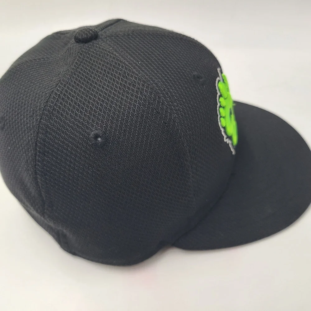 Eugene Emeralds Hat Fitted 6 3/4 New Era 59Fifty‎ Black Green MiLB Baseball Logo